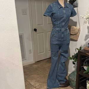 Free People Blue Denim Jumpsuit